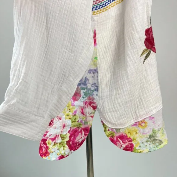 NWOT Coldwater Creek Floral Artful Embroidery Gauze Blouse Shirt Size 1X - Picture 5 of 16